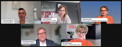 Screenshot von den Podiumsgästen/-innen